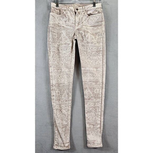 Levis Legging Womens Sz 27 Tan Aztec Geometric Print Straight Leg Jegging Pants - Picture 1 of 13